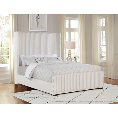 Ian Cream Upholstered Queen Wingback Bed