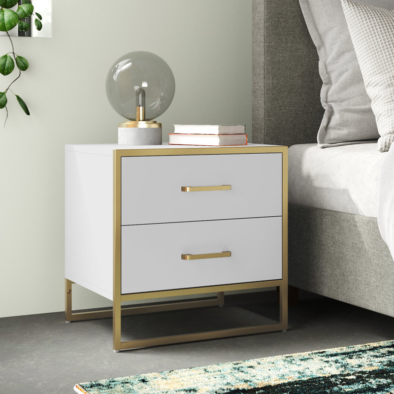 Patchell 19.7"H 2 Drawer Nightstand with Metal Frame