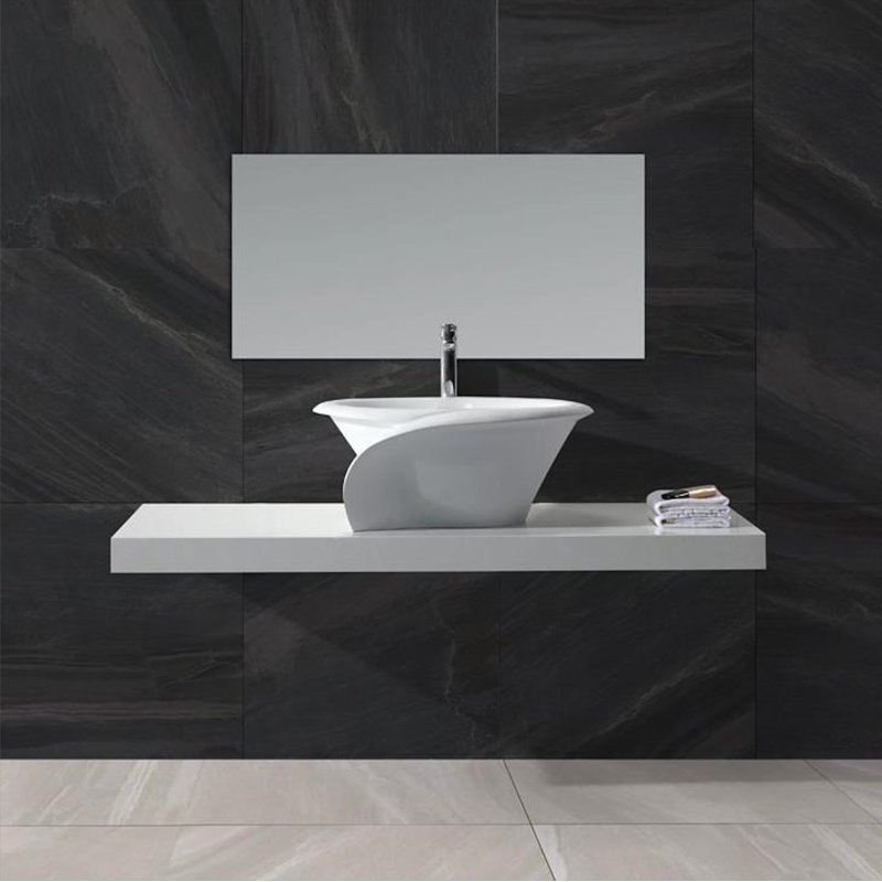 ADM Bathroom 21.7'' Resin Circular Bathroom Sink, Matte/White