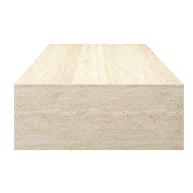 Table basse David de qualité contractuelle en travertin, Travertin, Bois