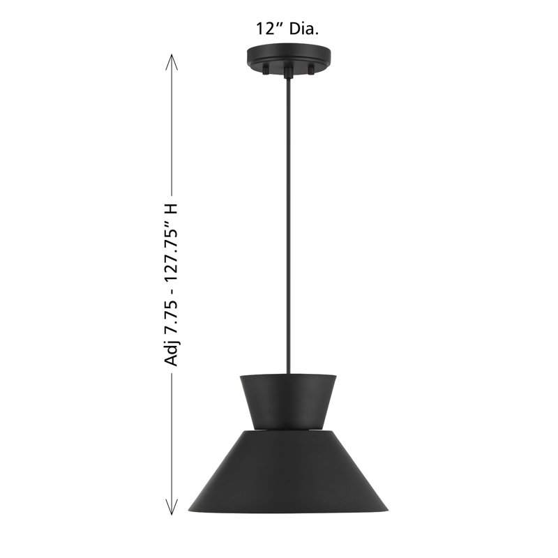 Luminaire suspendu 1 lumière Kerron, Noir