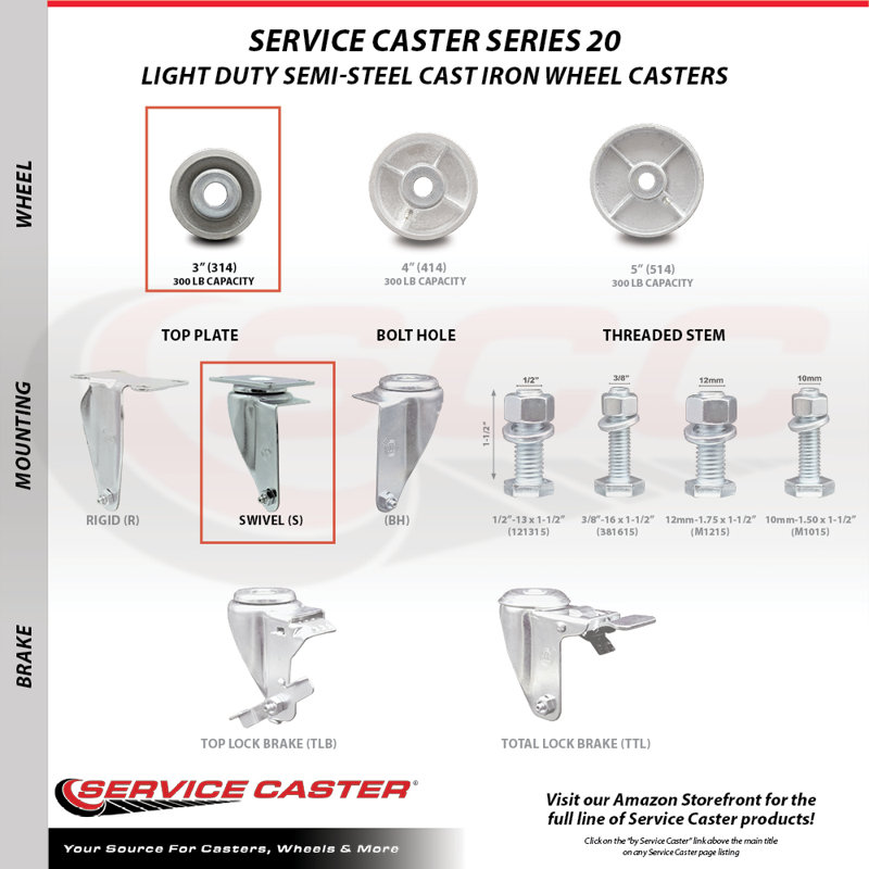 4 Piece Steel Caster Set