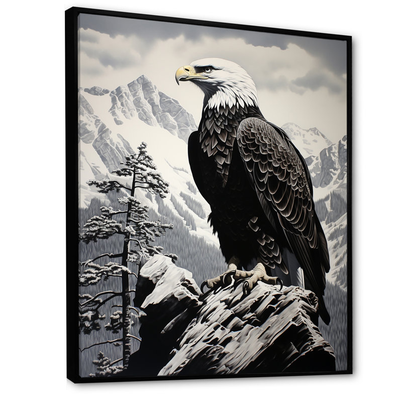 «Mosaic Bold Eagle Majesty II», reproduction sur toile, Cadre flottant noir, H 44 po x l 34 po x P 1,5 po