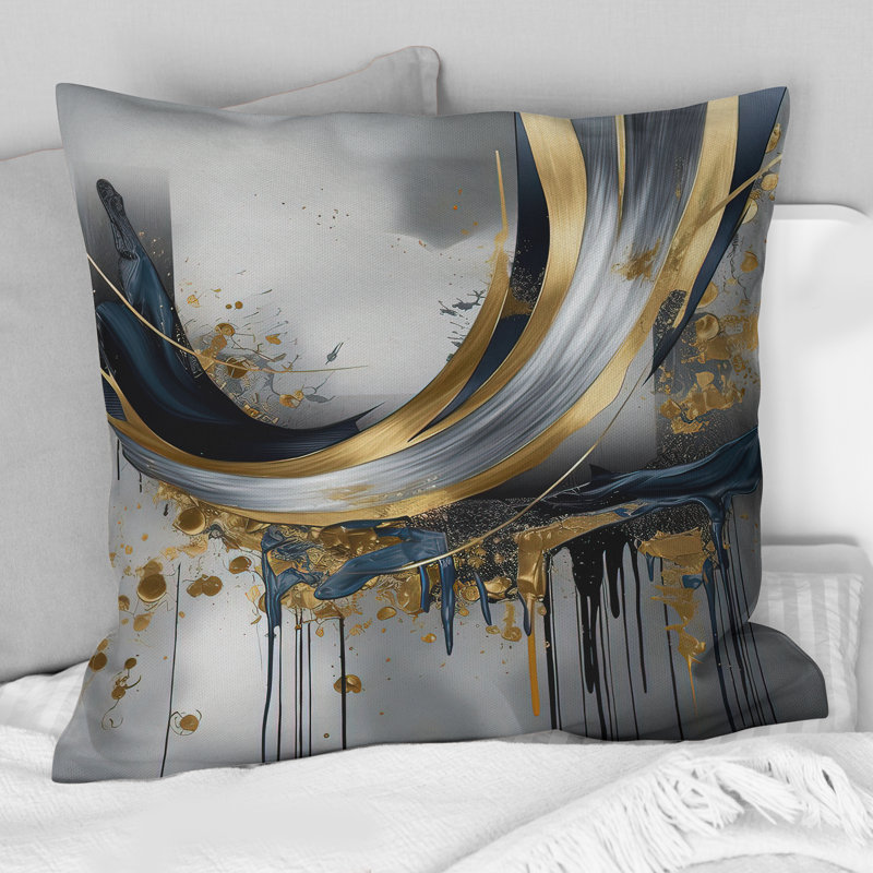 Shapes And Lines Abstract Marble V - Coussin abstrait en marbre, 18" x 18", Carré