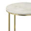 Table de bout contemporaine en marbre l 16 po avec base en métal et support à barre transversale Tara