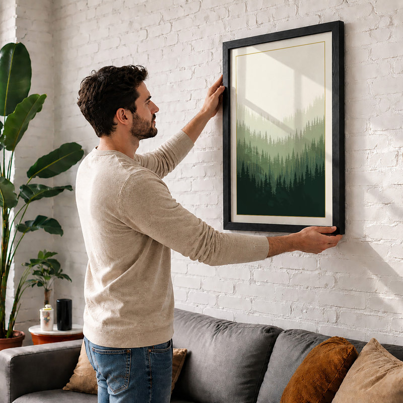 Quiet Forest Layers Minimalist - Print, Walnut, A4 - 29.7 x 21.0 cm