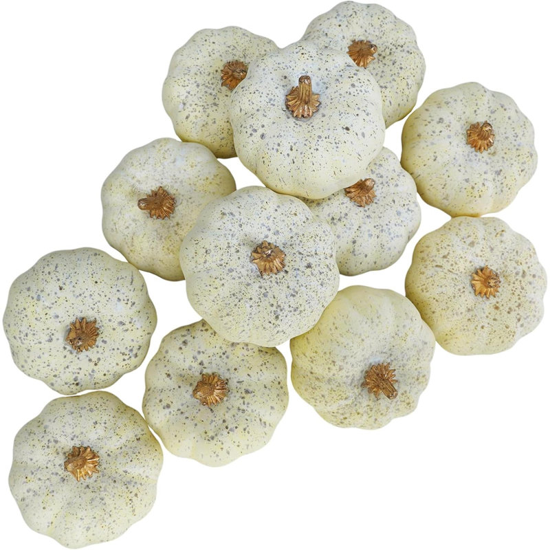 12 petites citrouilles artificielles 12 pièces, Crème