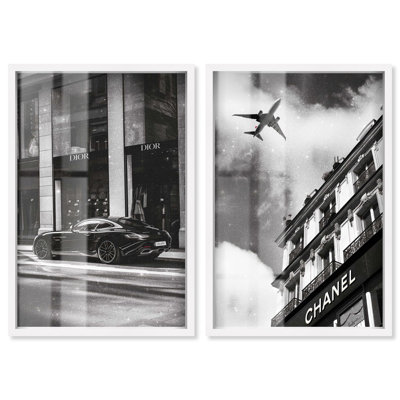 «Neutral Harmony Minimalist Abstract paire Shadowbox Print Glam» par Art Remedy, cadre blanc, 36 x 54
