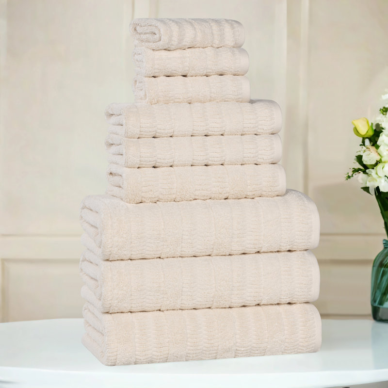 Ensemble de serviettes 9 pièces Mika Smart Twist Viscose, Ivoire ivoire
