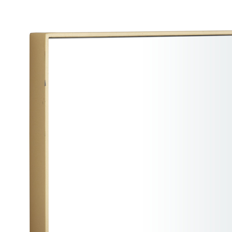 Wooden Wall Mirror with Thin Minimalistic Frame, 30" x 14", Gold