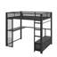Lit mezzanine double avec bureau intégré et système d'éclairage à DEL-350254579