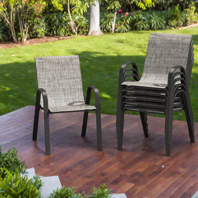 Stackable Patio Dining Chairs, Metal Textilene Modern Seating For Patio