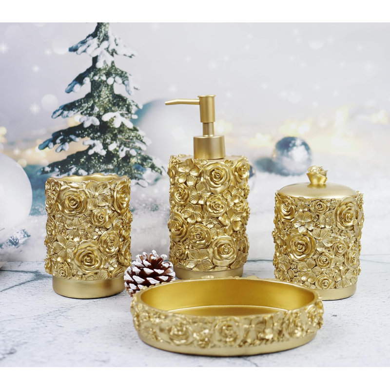 Golden Bathroom Accessories Set