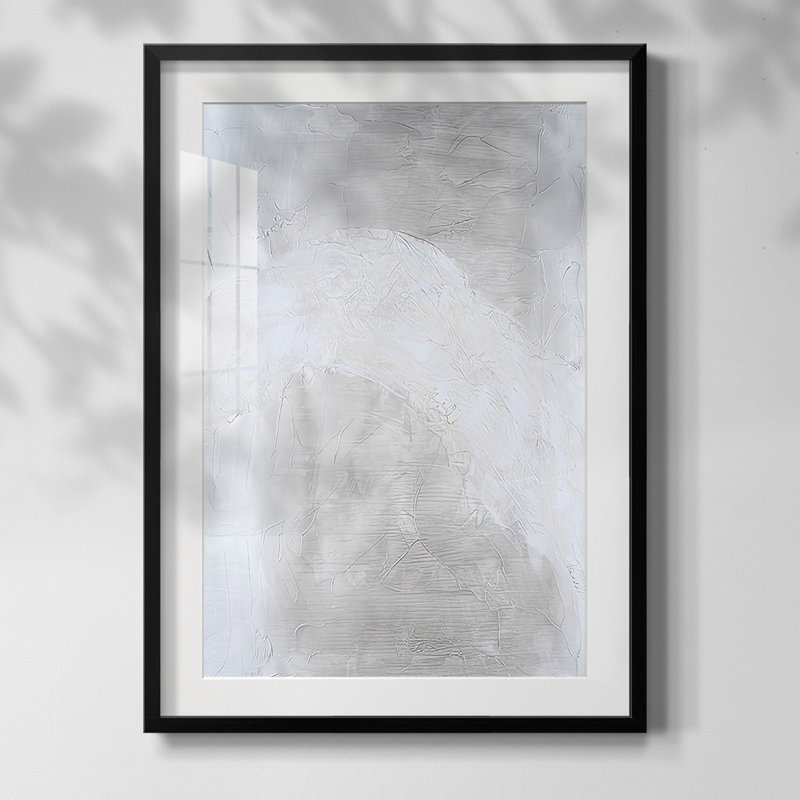 Snowdrift III, Blanc, Papier avec cadre noir, H 20 po x l 16 po