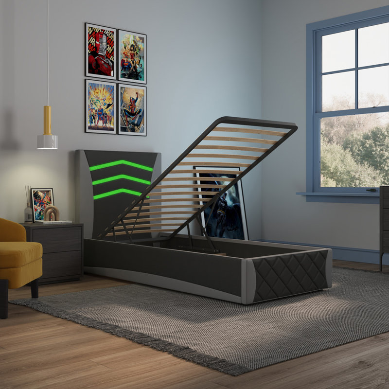 Cyrelle Upholstered Ottoman Storage Bed, Grey