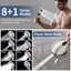 Pomme de douche double haute pression en nickel brossé avec douchette à 9 modes et boyau de 79 po-122807761