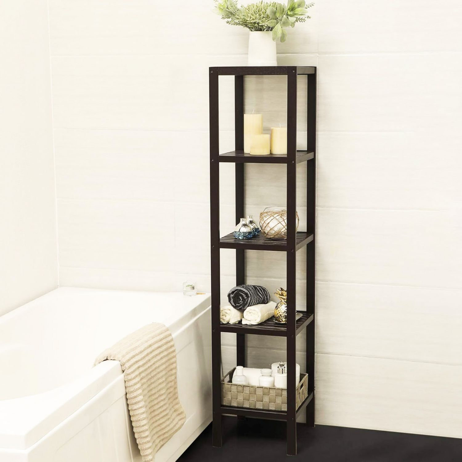 AKLOV Color Bamboo Freestanding Bathroom Shelves | Wayfair