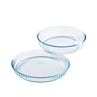Pyrex® - Bake & Enjoy - Set of a Glass flan Dish 28 cm and a Cake Dish 26 cm
