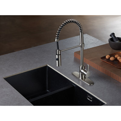 Kingston Brass Continental Single-Handle 1-Hole Deck Mount Pre-Rinse Kitchen Faucet
