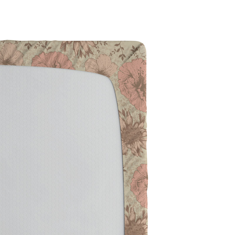 Drap-housse à motif floral Ambesonne, Rose, champagne / floral, Drap-housse simple TG
