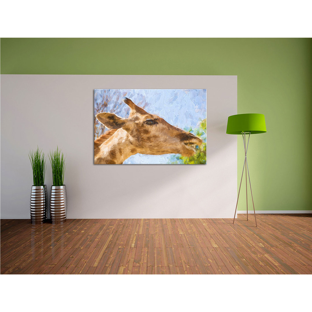 Leinwandbild Anmutige Giraffe isst