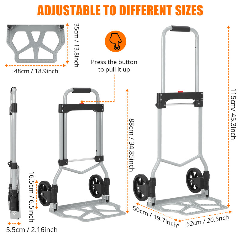 115cm H x 52cm W Utility Cart