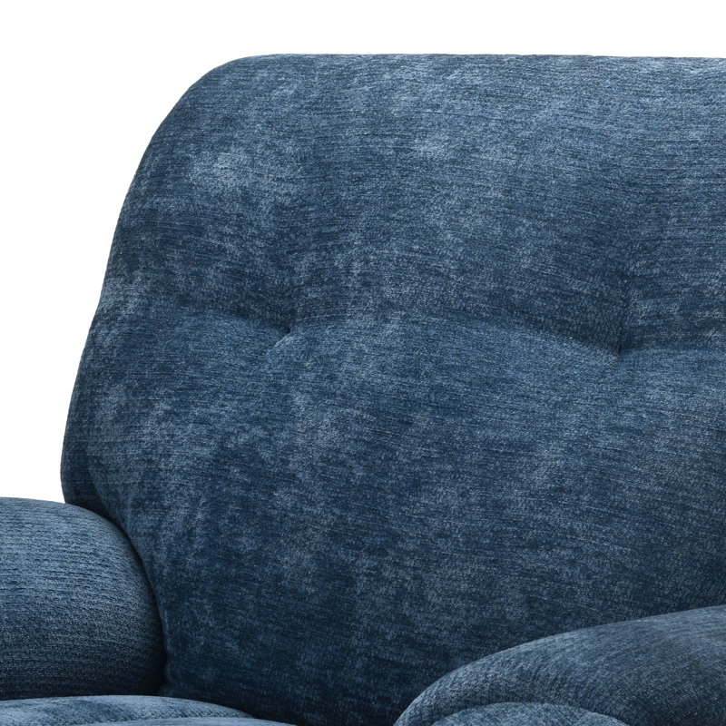 Modern Chenille Swivel Rocking Blue Recliner, Blue