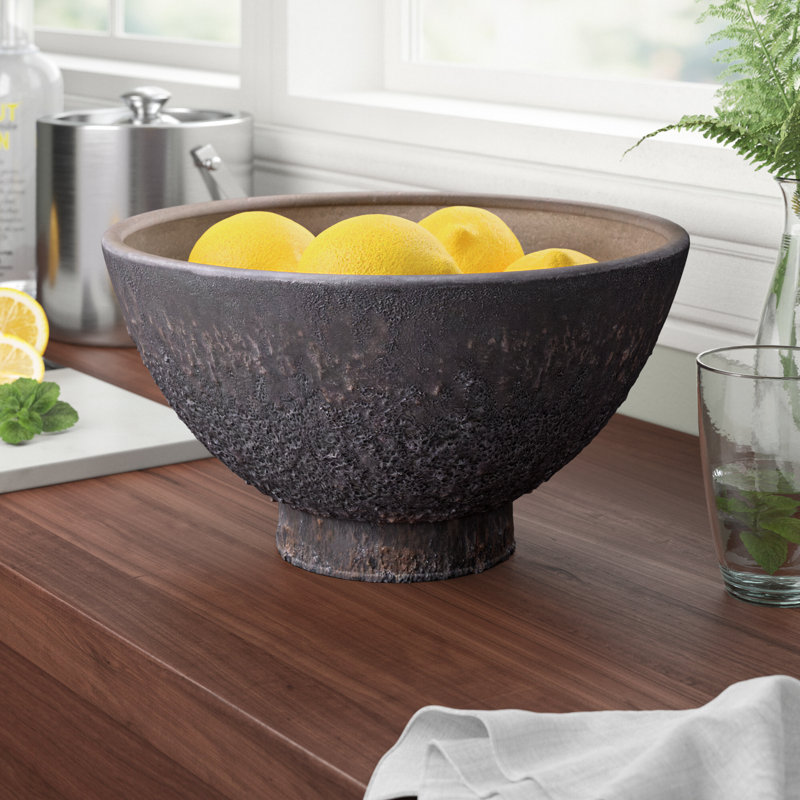 Handmade Ceramic Decorative Bowl, 6.25" H x 11.5" W x 11.5" D