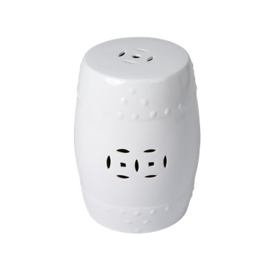 Patio Sense Double Medallion Ceramic Garden Stool Table, Perfect As Plant Pedestals - Optic White by PatioSense