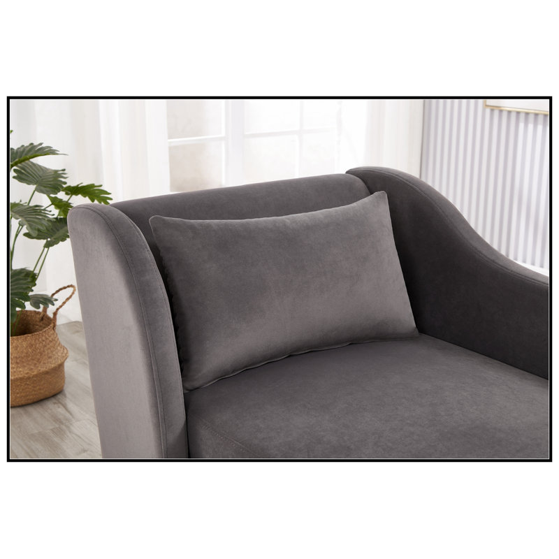 Chaise longue rembourrée en velours moderne avec coussin moelleux, Gris