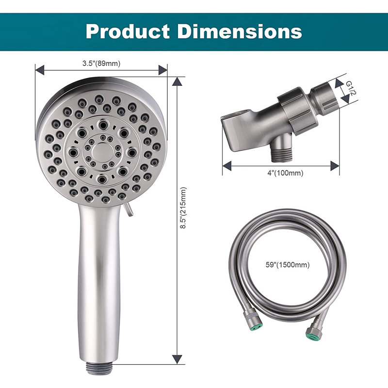 Pomme de douche multifonctionnelle, Nickel brossé