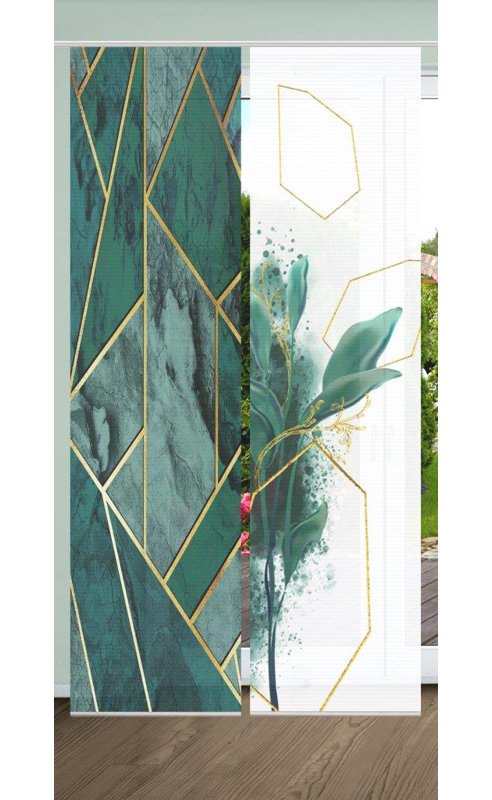 Semi Sheer Sliding Panel Pair, Green