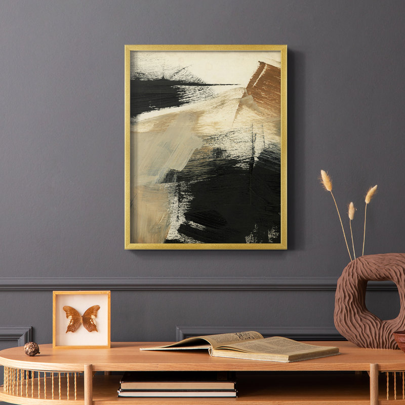 «Baked Paintstrokes III», reproduction encadrée - bois massif, Or, H 14 po x l 11 po