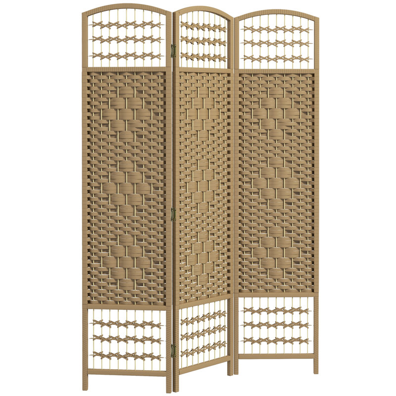 Paravent à 3 panneaux, 1,70 m. Aspect de bois naturel. Cloison tissée à la main pour plus d'intimité. Convient au salon, à la chambre ou au bureau. Papier tissé double face. Pliable et facile à ranger. Aucun assemblage requis.