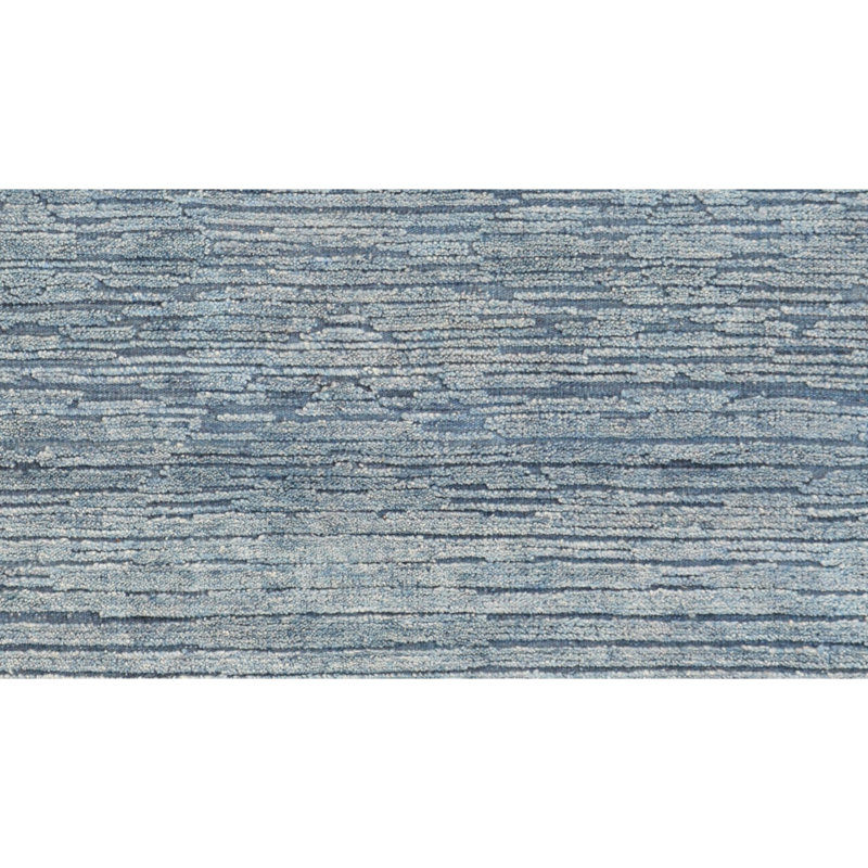 Wool Area Rug in Blue/Beige, Rectangle 6' x 9'