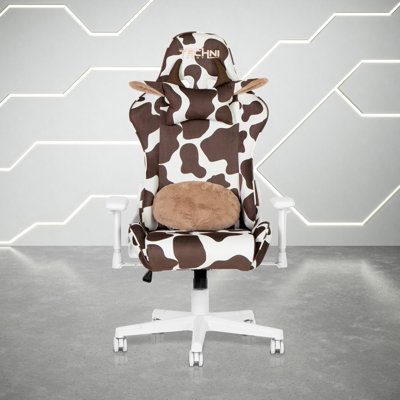 PC & Racing Chair, Solid Back Office Chair With Casters, COW Series Gaming Chair