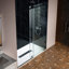 Portes de douche coulissantes simples sans cadre l 45,5 à 48 po x H 76 po avec verre trempé transparent de 3/8 po (10 mm), système de fermeture en douceur et film antidéflagrant-110974473