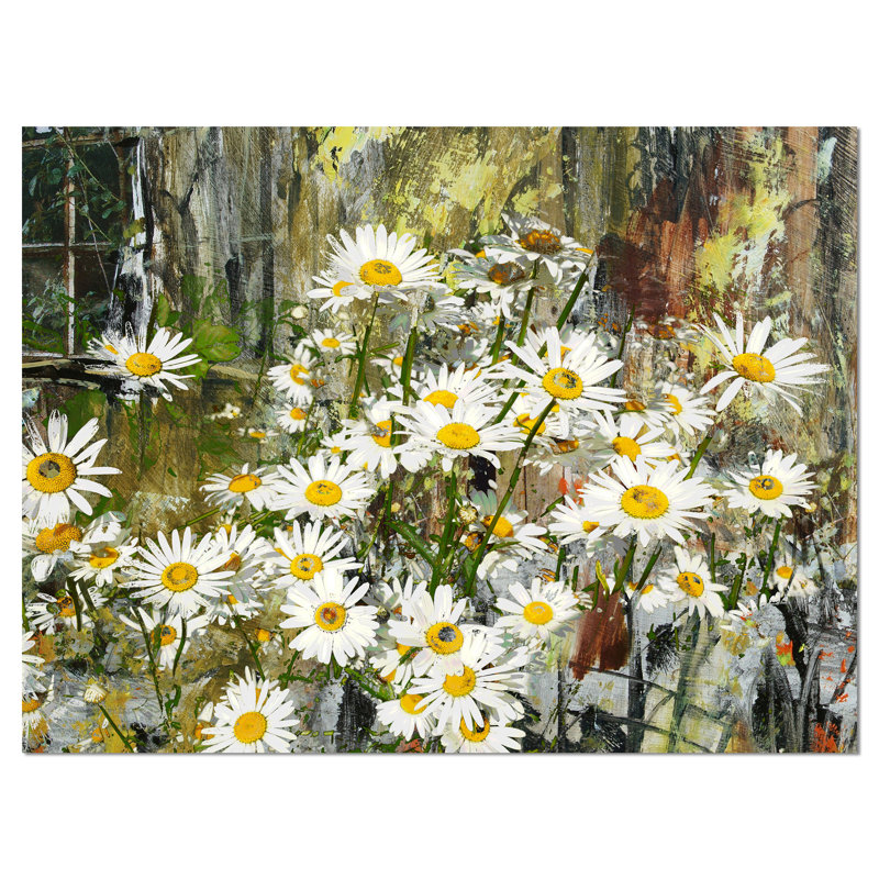 " Daisies Flowers Under The Window ", 30" H x 40" W x 1" D