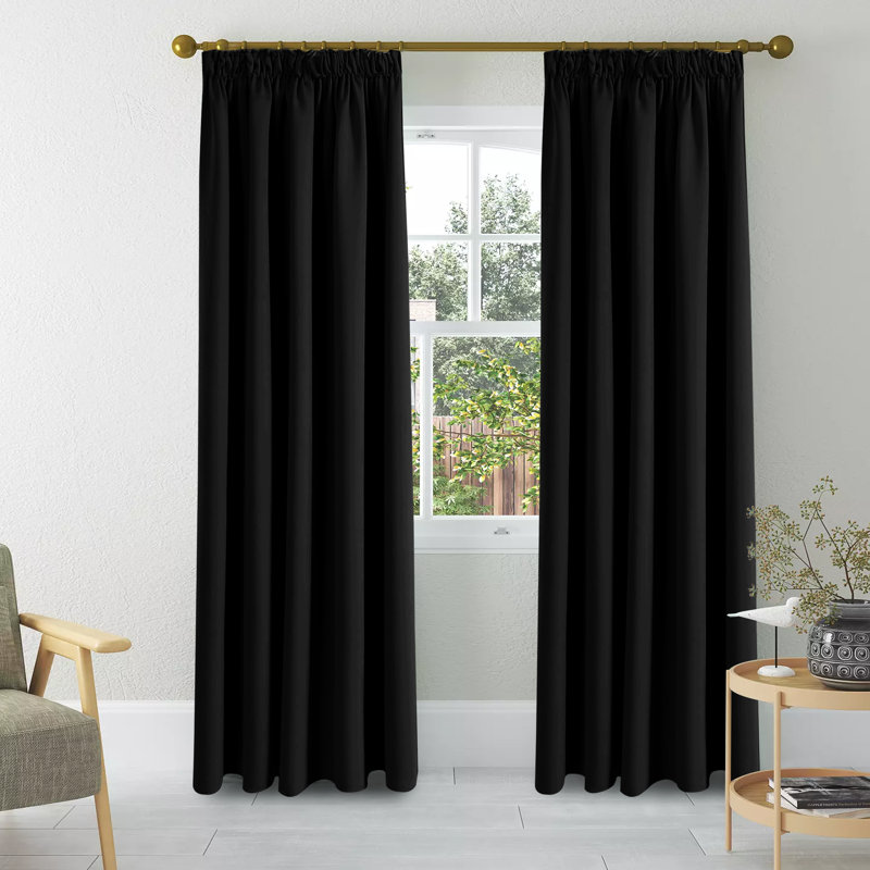 Iknoor Room Darkening Curtain Pair, 228 W x 183 D cm, Black