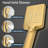Gold Shower Assembly With Hand And Valve Trim: Natural Rainfall Head, Self-cleaning, 8.13 In Height, , Brass Trim & Lever Handles: Rain 17.48 Lb,