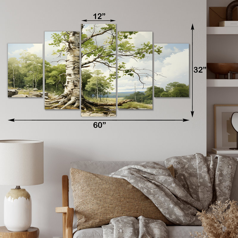 Birch Tree Forest Essence II - Tree Multipanel, art mural