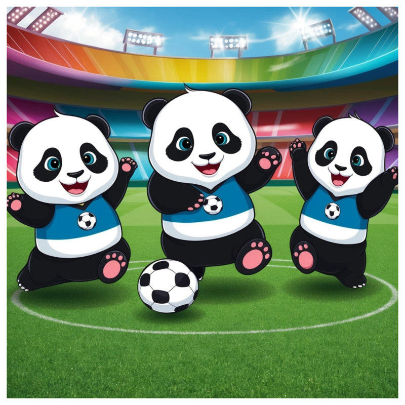 Cartoon Panda Soccer Quilted Bedspread All Sizes, Twin