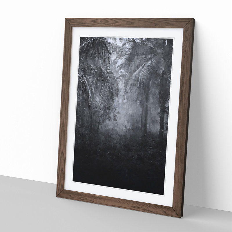 Palm Tree Forest - Picture Frame Painting, 48cm H x 36cm W x 2cm D, Walnut Framed