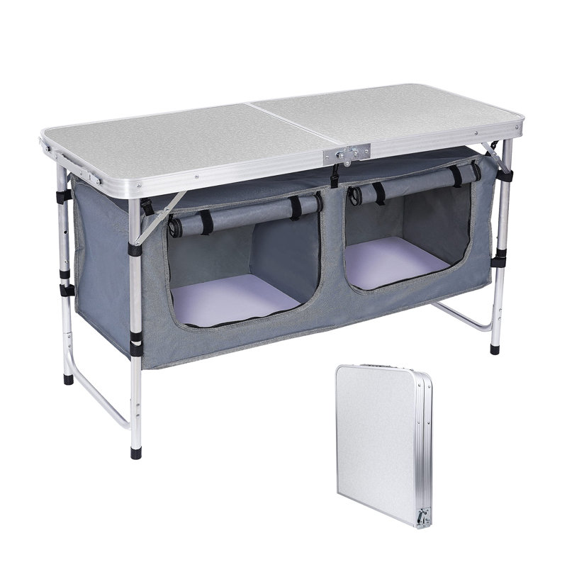 Jihoo Rectangular Metal Folding Outdoor Camping Table , 18.5'' in. W 47.24'' in. D