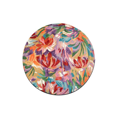 Tapis rond lavable coloré
