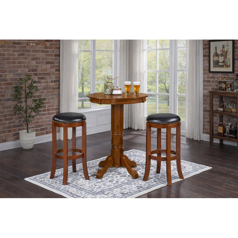 Adelaida 30.25" L Round Solid Wood Table, Light Natural Cherry