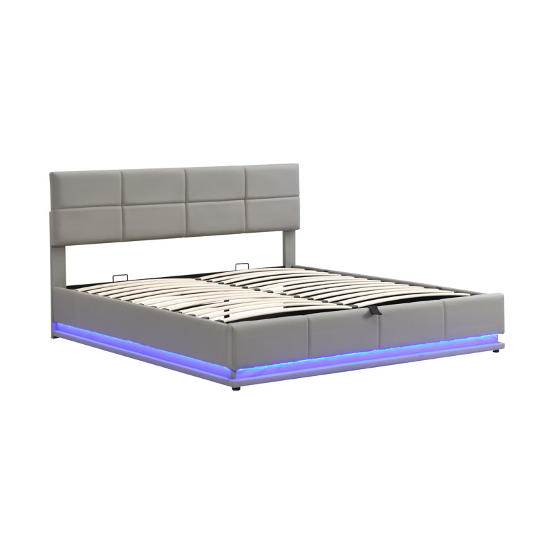 Lexie Upholstered Ottoman Storage Bed, Light Grey