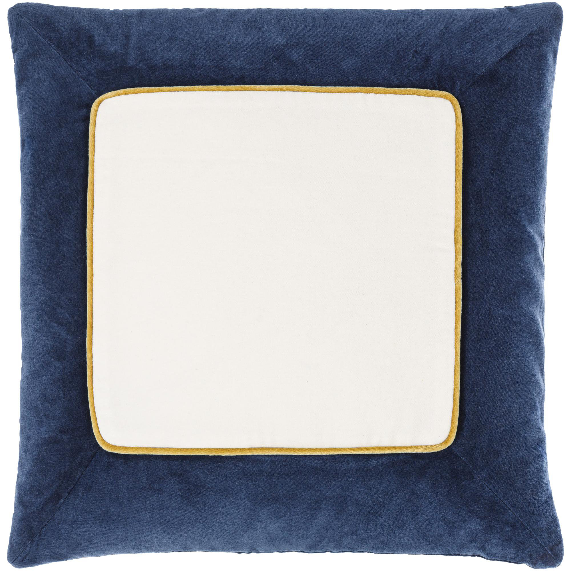 Rainier Cotton Throw Pillow, Down, 22" x 22", Dark Blue