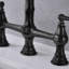 Antique Bridge Faucet in Black Finish with Pull Down Sprayer and Two Handles
