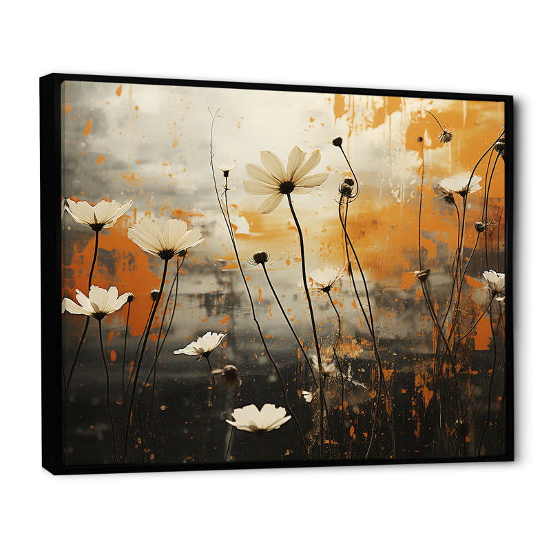 Champ captivant de fleurs II sur toile, H 16 po x l 32 po x P 1 po, Cadre flottant noir